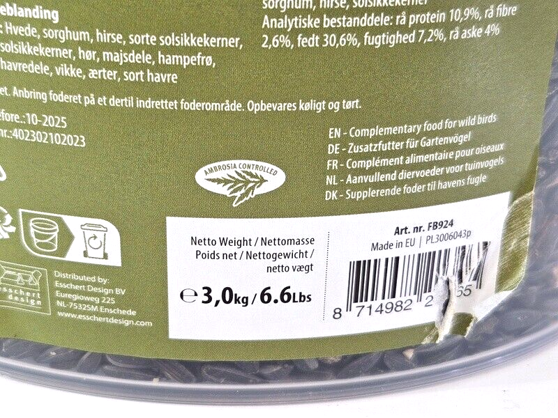 Vogelfutter Mix Eimer 3 kg Vogelfutter Meisenfutter schwarze Sonnenblumenkerne
