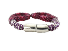 FASHION JEWELRY ARMBAND Bordeaux Modeschmuck Magnetverschluss Perlen Knoten