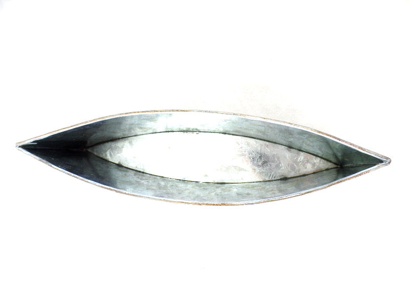 3 Metallgefäße Schiffchen Ellipsenform 30 x 8 x 6,5 blau grau Blumengefäß
