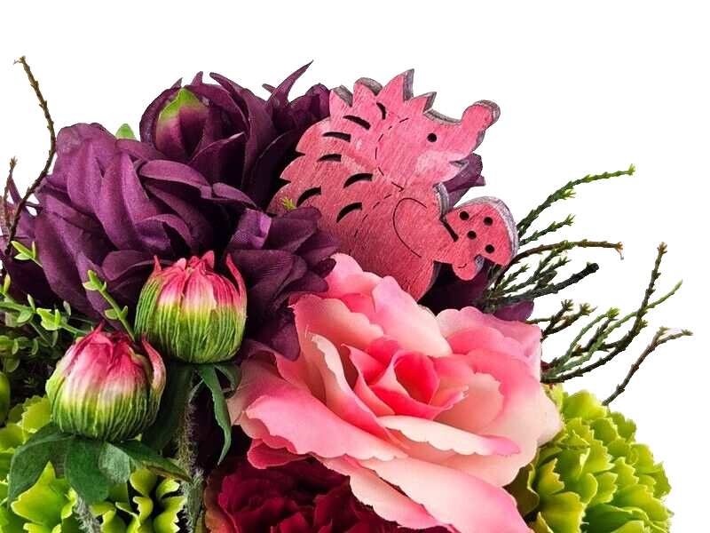 Strauß künstlich Bourdaux Pink Kunstblumen Holzigel Palm Speer 30 cm H Geschenk