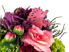 Strauß künstlich Bourdaux Pink Kunstblumen Holzigel Palm Speer 30 cm H Geschenk