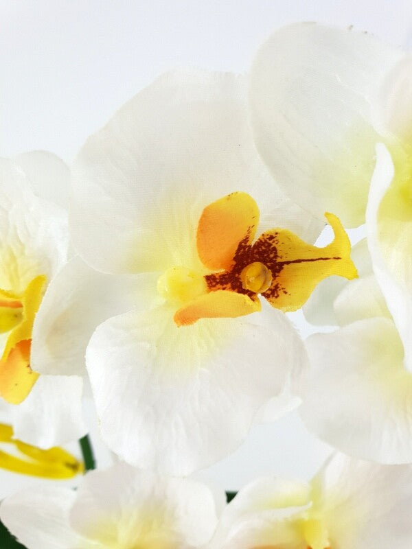 Orchidee Gesteck Kunstblume Pflanze Weiß Gelb Blume Deko 25 cm H Phalaenopsis