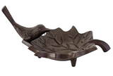 VOGELTRÄNKE GUßEISEN Blatt Vogelbad Futterschale Vogelfigur Dekoration Geschenk