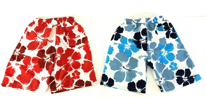 Badehosen Kinder 3 für 2 Badeshorts 128 -140 Hibiskus Shorts geblümt Kinder