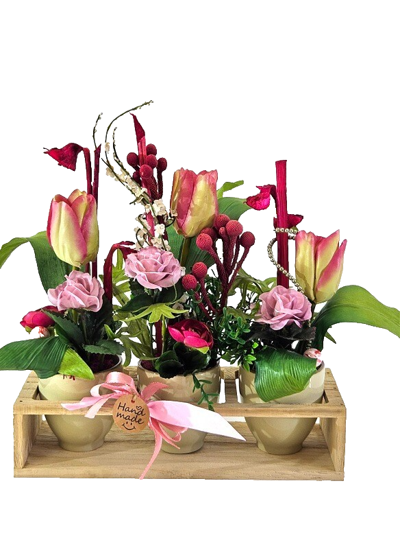 Casa-Poador Künstliches Gesteck  Kunstblume in Holzkästchen Blume  Geschenk