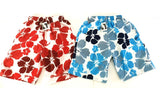 Badehosen Kinder3 für 2Badeshorts 146 - 158 Hibiskus Shorts geblümt Rot Blau