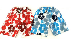 Badehosen Kinder3 für 2Badeshorts 146 - 158 Hibiskus Shorts geblümt Rot Blau