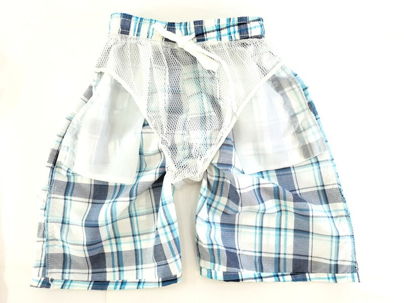 Badehosen Kinder 3 für 2 Badeshorts146 - 158 Rot Blau kariert Shorts Kinder