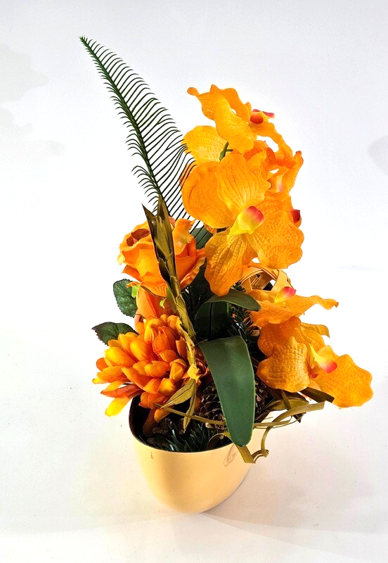 Casa-Poador Weihnachtsgesteck ellipse Orange Orchidee Rose künstlich Dekoration