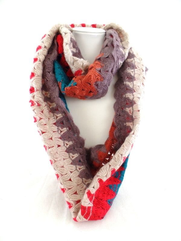 Schal Loop Wickelschal Bunt in 4 Farbvarianten Gelb, Rosa, Beige, Orange wählbar