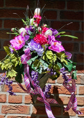 Pflanzenampel Hängeampel Blumenampel künstliche Blumen Kunstblumen Ampel Tulpen