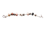 ARMBAND mit Leder in Weiß, Rosa, Silberfarbene Perlen, Knebelverschluss Top