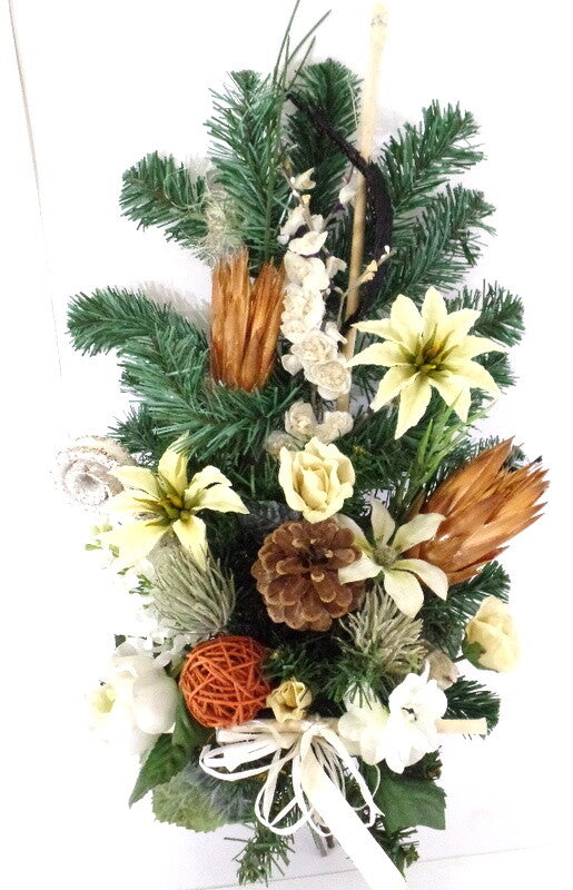 Grabschmuck Trockenblumen Mix Weiß Natur Natur Exoten Seide Strauß künstlich