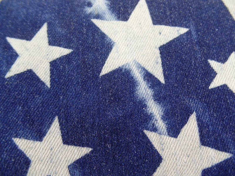Geldbörse Sternmuster dunkelblau Etui Jeansstoff Querformat Wallet Portmonaie