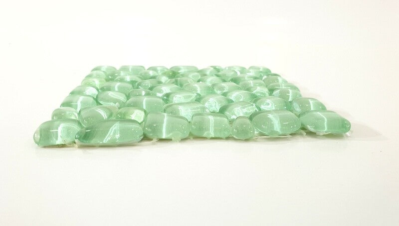 BORDÜRE Glasmosaik Polygonal Soft Glas transparent grün 1 Quadrat glatt glänzend