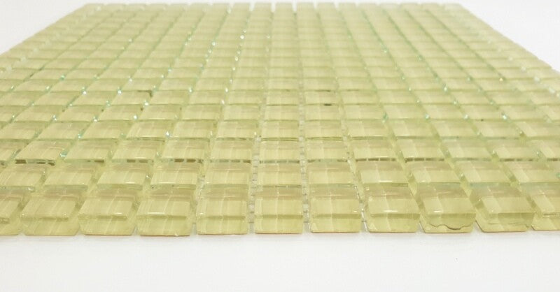 Ressalossa Glasmosaik Fliesen Creme gelblich glänzend 1 Fliesenmatte 324 Steine