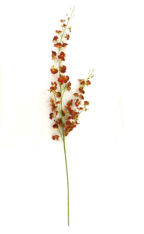 Künstliche Seidenblumen Orchideen Braun Rost 4 Zweige 100 cm Dekoration Top