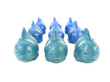 FISCHE BLAU 9 Stück Keramik bauchig Ton 8 cm Tierfigur Dekoration Maritime