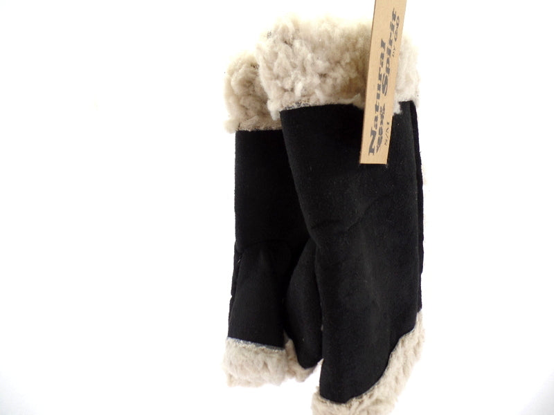 Handschuhe Fingerlos Schwarz S / M Kunstleder Kunstfell Natural Spirit