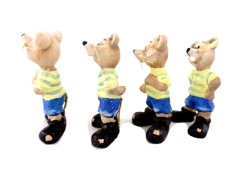 Mäuse Set 4 Stück verschiedene Varianten Keramik Ton 8 cm stehend