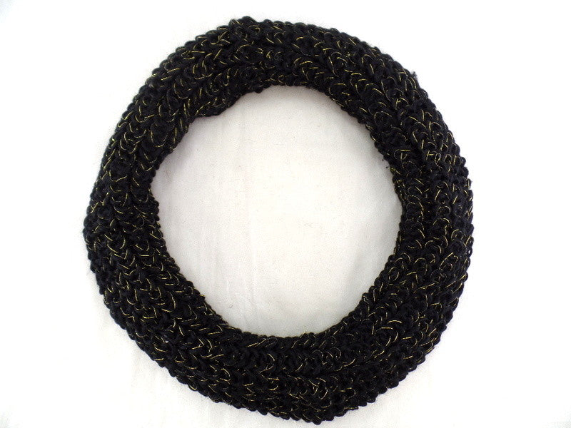 Schal Rundschal Schwarz Loop Wickelschal Schlauchschal gestrickt Polyester dick