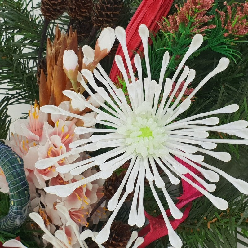 Grabschmuck Trockenblumen Seide Mix Rosa Weiß Natur Naturmaterial Exoten Strauß
