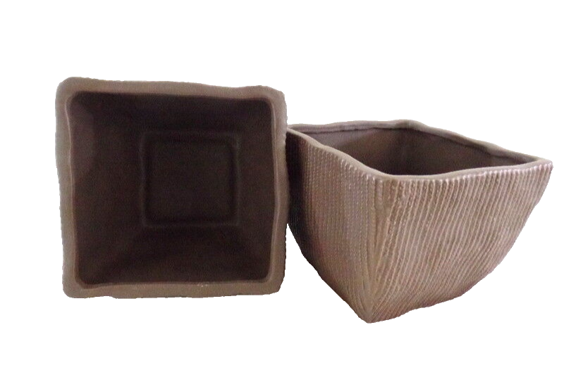 Töpfe Dekoration 2 Übertöpfe 13 cm Hoch dunkelbraun quadratisch  Pflanzen