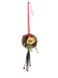 KÜNSTLICHER WEIHNACHTSSTRAUß rund lang hängen 90 cm L Golden Creme Rot Fensterdeko