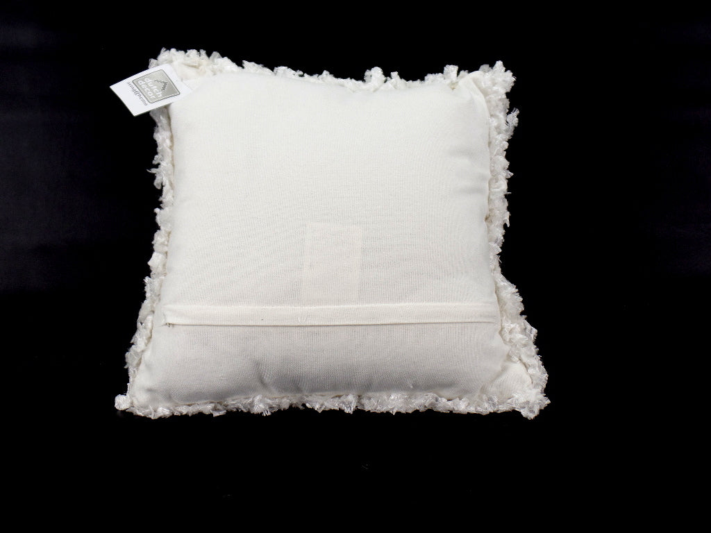 Kissen Weiß Langflor leicht glitzernd 40 cm x 40 cm Dutch Decor edel