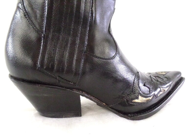 Westernstiefel 37 Schwarz Short Natural Negro Applikationen Leder spitz Riporto