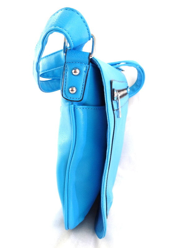 Mahel Schultertasche Hellblau Umhängetasche Lederimitat Magnet / Reißverschluss