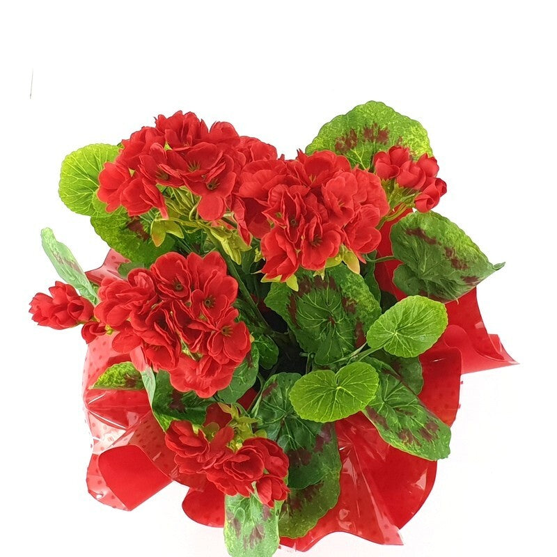 Künstliche Geranie rot Pelagonium im Topf Top Kunstblumen Blume Geschenk