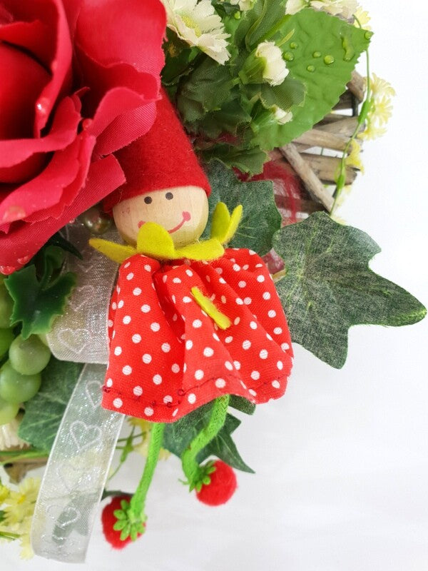 Casa-Poador Herz Rebengesteck Rot Weiß Rose Kunstblumen Geschenk Valentinstag