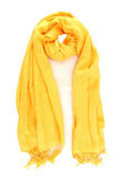 SCHAL TUCH STOLA Fransen Dottergelb 100 % Viscose XXL Schal 190 Lang 65 Breit