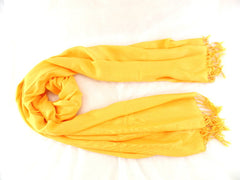 Schal Tuch Stola Fransen Dottergelb 100 % Viscose XXL Schal 190 Lang 65 Breit