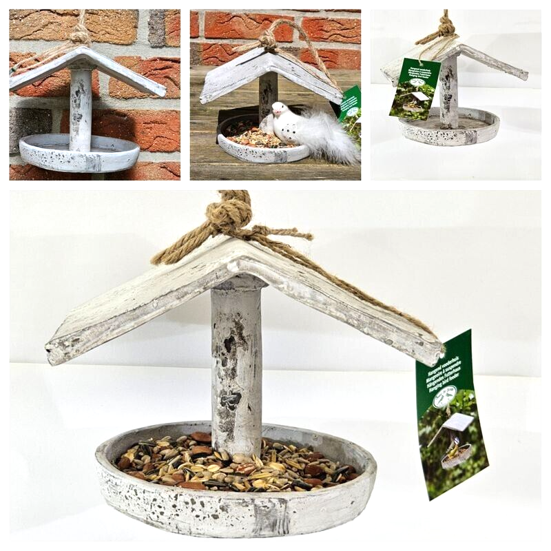 Vogel Futter Haus Station Spender zum Aufhängen Garten Vögel grau Geschenk