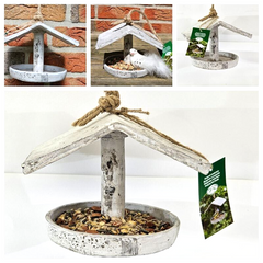 Vogel Futter Haus Station Spender zum Aufhängen Garten Vögel grau Geschenk