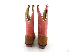 Westernstiefel Cowboyboot 39 beige rosa Cowboymotiv Application Rudel Leder