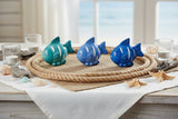 FISCHE BLAU 9 Stück Keramik bauchig Ton 8 cm Tierfigur Dekoration Maritime
