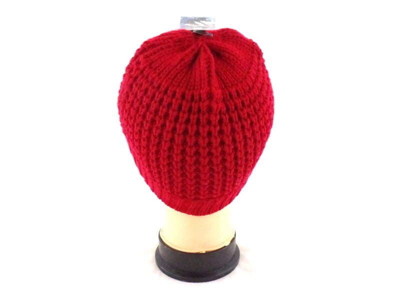 Mützen Strickmützen Umschlag in 4 Farb - Varianten Beige Rosa Rot d. Braun