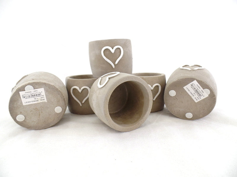 Töpfe Beton grau mit weißem Herz 6 klein 8 cm D. Varianten 3 groß 11 cm D