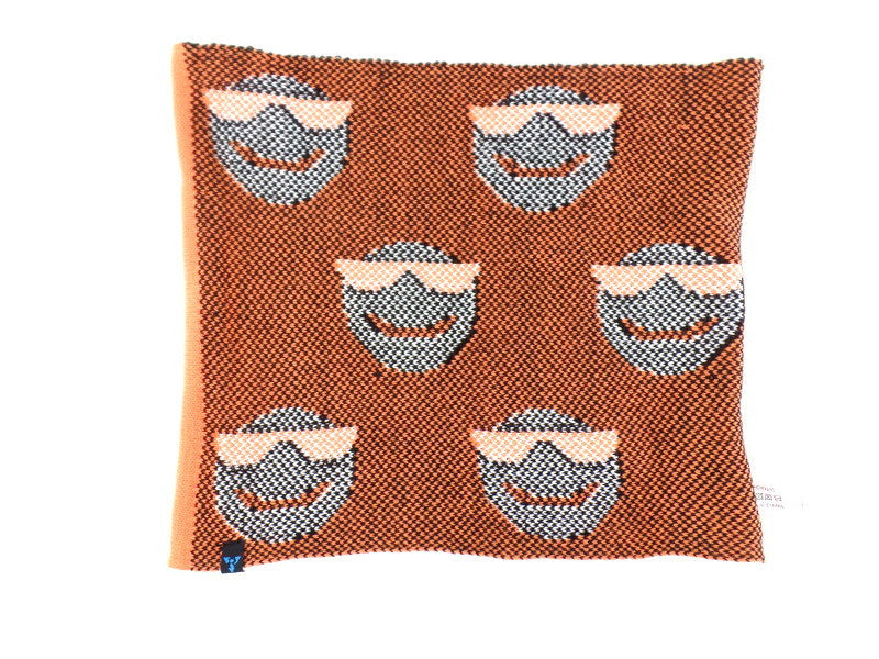 Schal Rundschal Weiß mit Orangen Smileys Schlauchschal Schlupfschal H.C.