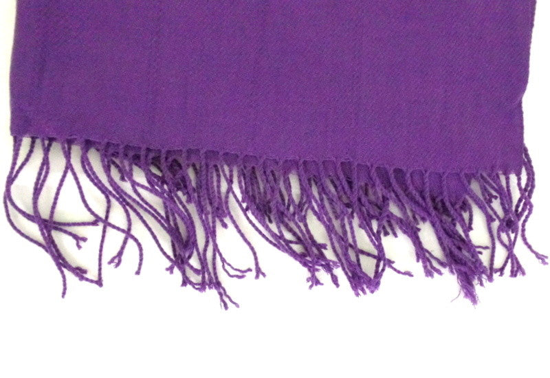 Schals Tuch Stola mit Fransen Lila 100 % Acrylic 170 cm Lang 70 Breit