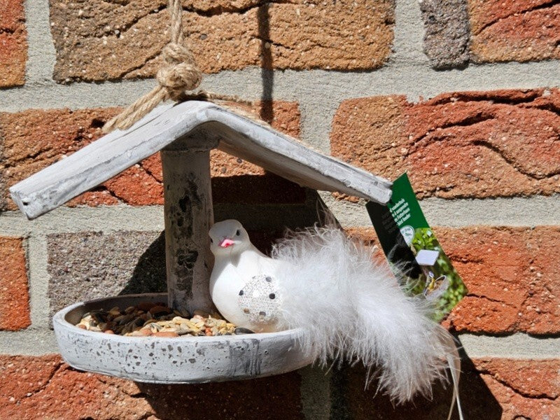 Vogel Futter Haus Station Spender zum Aufhängen Garten Vögel grau Geschenk