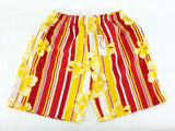 Shorts Badehose L / XL Lotus Shorts geblümt gestreift Gelb Rot Weiß Freizeit