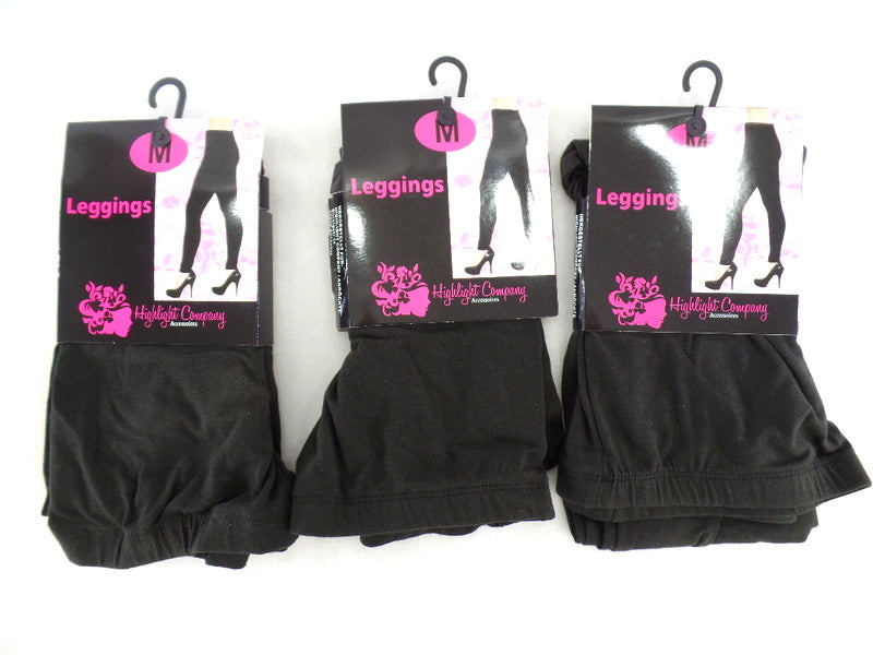 3 Paar Legging Damenleggins Highlight Company Baumwolle Varianten Schwarz