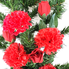 Casa-Poador Grabstrauß Seide Strauß Rote Nelken Rosen zum legen künstlichBlumen