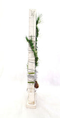 Holz Tannenbaum Weiß künstliche Accessoires silberfarbene Sterne Deko Weihnacht