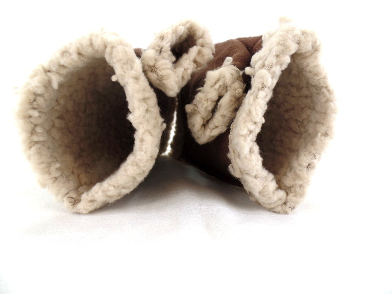 Handschuhe Fingerlos dunkel Braun L / XL Kunstleder Kunstfell Natural Spirit