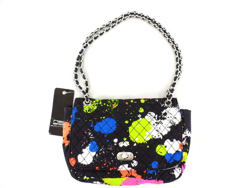 Umhängetasche Schwarz mit Fleckenmuster Schultertasche New Design Stoff